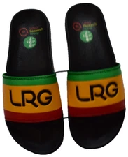 Lifted Research Group LRG Mens Rasta Stipe Black Slides Sandals Shoes New 8