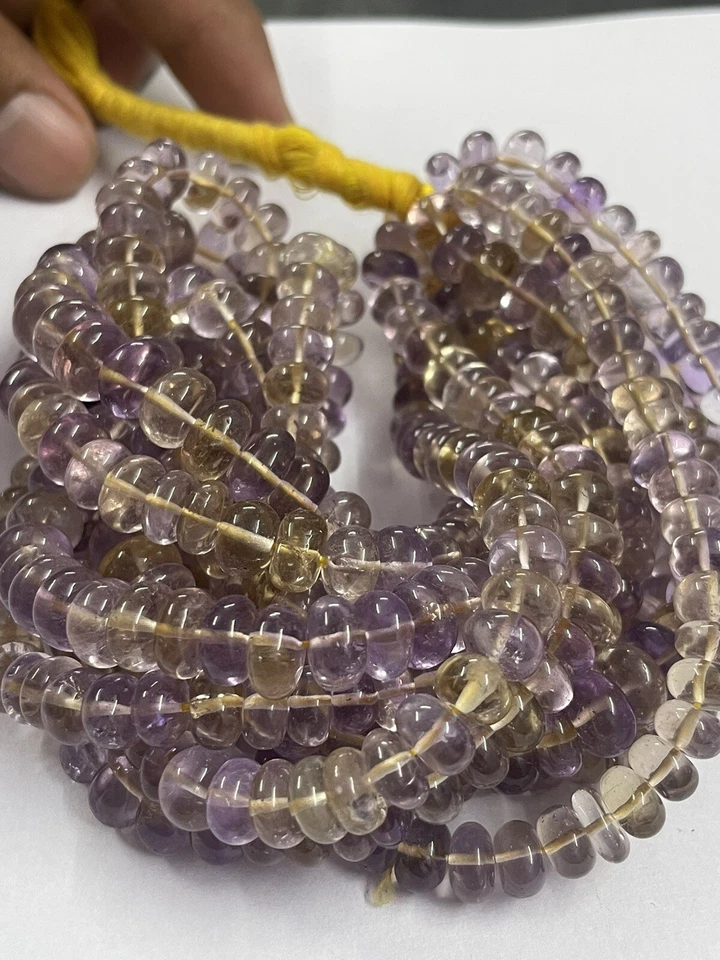 "Cuentas lisas de ametrino Rondelle piedras preciosas calidad AAA 16"" azul amarillo cuentas lisas" Foto 3 de 4