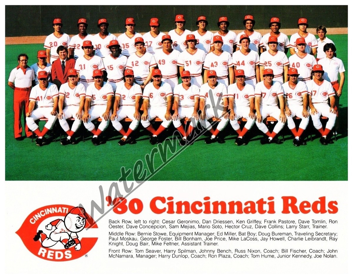 MLB 1980 Cincinnati Reds Team Picture with Names Color 8 X 10 