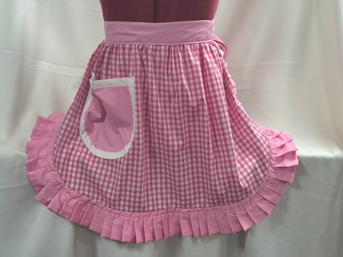 BRANDNEU VINTAGE 50er STIL HALB SCHÜRZE / PINNY - PINK & WEISS GINGHAM - Bild 1 von 5