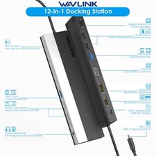 12-in-1 USB-C Docking Station PD 85W Charging Triple Display HDMI DP VGA RJ-45