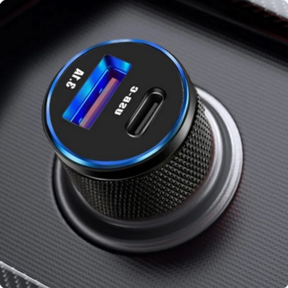 USB Type-C PD Fast Car Charger Quick Charge Phone Adapter For iPhone Black