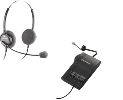 Plantronics H61N Supra Binaural Noise Canceling Headset and M12 Amplifier 