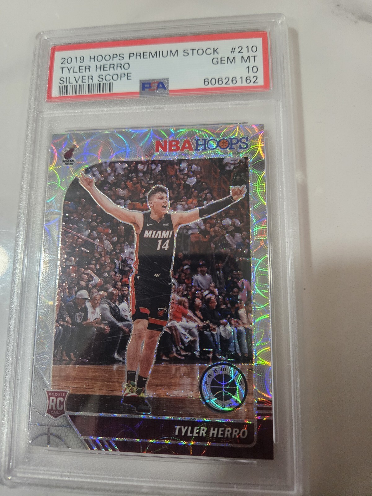 2019 NBA Hoops Premium Stock #210 Tyler Herro SILVER SCOPE PSA 10