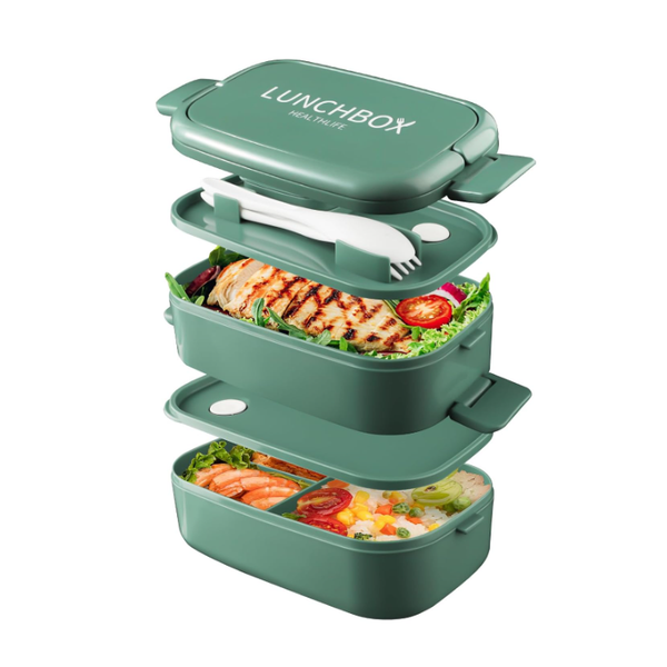 Bento Lunchbox 1400Ml 2 Schicht 4 FäCher Bento Box, Auslaufsicher-image