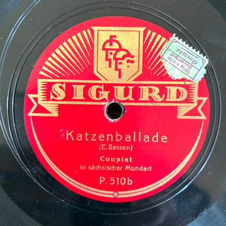 78 rpm SÄCHSISCHE HUMORIST "Katzenballade" COUPLET 1926