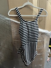 Lands' End Women' UPF 50 Tummy Control One Piece Swimsuit, Black/White, Medium