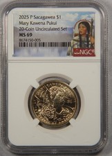 2025 P Sacagawea $1 MARY KAWENA PUKUI NGC MS69 TOP POP!! REGISTRY!