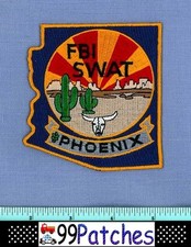FBI * SWAT PHOENIX ARIZONA Federal Police Patch STATE SHAPE SKULL CACTUS 7F
