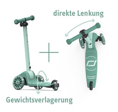 Scoot and Ride Highwaykick 3S mit LED Räder Roller 3 bis 6 Jahre - Farbe forest