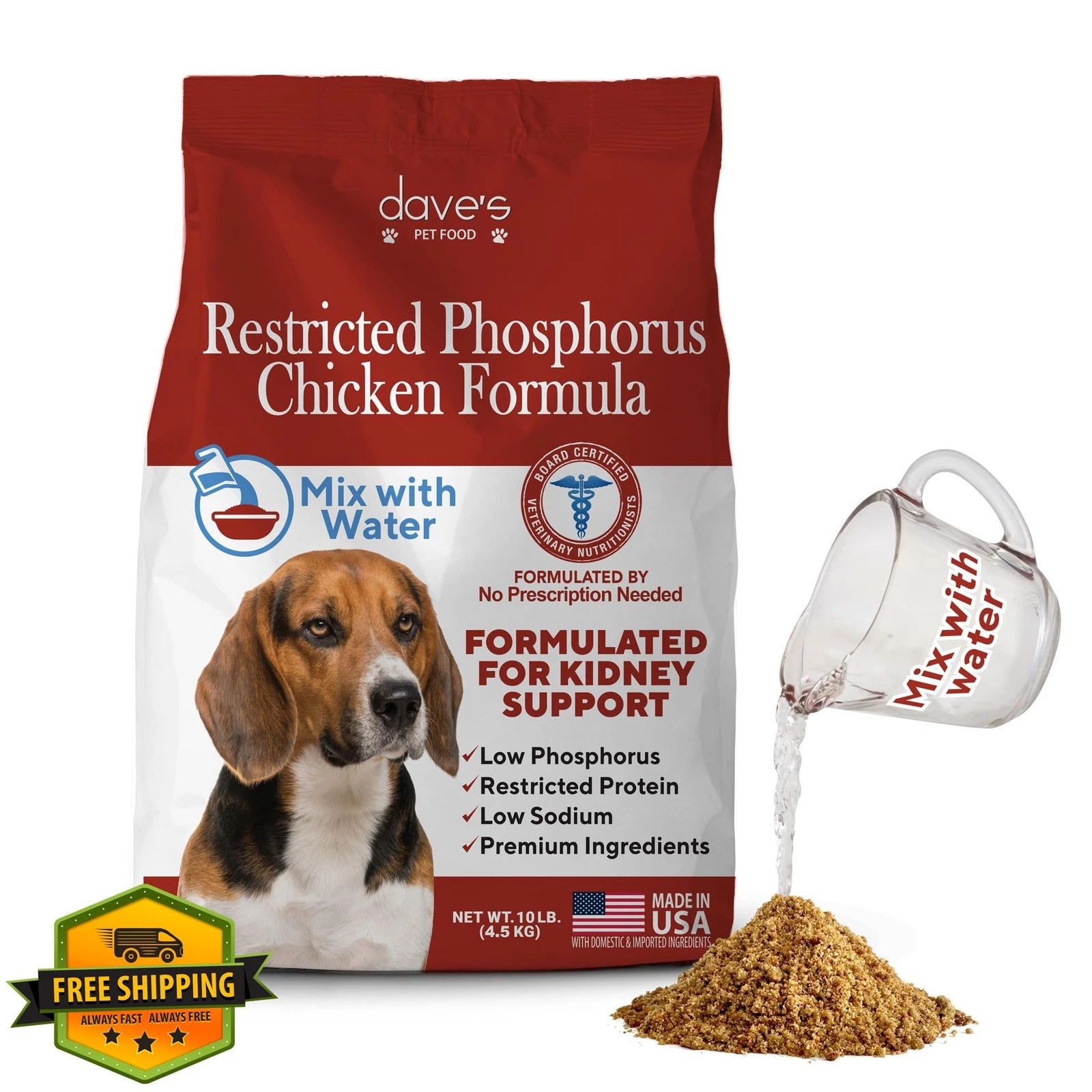 Dave's Kidney Dog Food Chicken Crumble 10lb Renal Support Low Phos