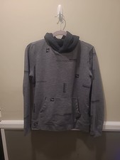 Abercrombie Fitch Kids Allover Logo Pullover Hoody Sz 13/14 Gray