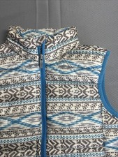 Women's Ariat Ideal Down Puffer Vest Blue Aztec Native Print Packable Size Small