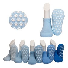 Baby Boys Anti-Slip Socks Gift Box   5 Pair Blue Shades Set 6  12M  Red Mandarin