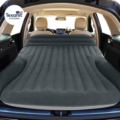 SUV Air Mattress, Double-Sided Thick Flocked Car Air Mattress with Built-In Pump