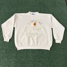 90s Vintage Disney Winnie the Pooh Crewneck Sweatshirt Large White USA
