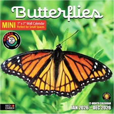 Butterflies 2026 Mini Wall Calendar 12 Month | 7" x 14" Open | Thick & Sturdy...
