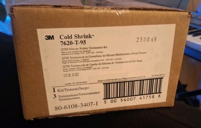 3M 7620-T-95 Cold Shrink QTIII Silicone Rubber Termination Kit Sealed Box Unopen
