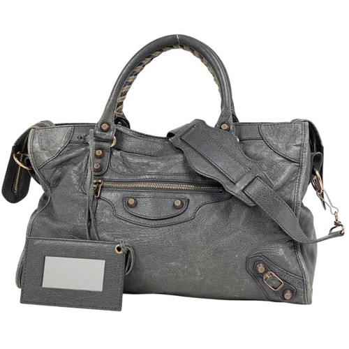 Balenciaga Giant City 2WAY Shoulder Leather Gray Handbag 281770 #BS473