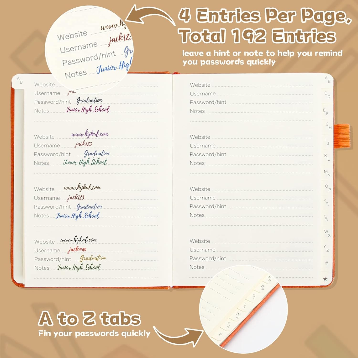 DAOFARY Password Book with Alphabetical Tabs - Small Keeper Book... 