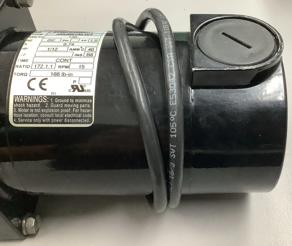 Bodine Electric 33A3BEPM-W4 Gearmotor 1/12HP 172.1:1 Ratio 130VDC (R28) - Image 3 of 4