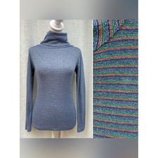Vintage Crazy Horse striped sparkly turtleneck long sleeve top