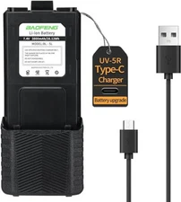 Baofeng 3800mAh Battery + Type-C Cable for UV5R BF-8HP BaoFeng UV-5R Series UV5R