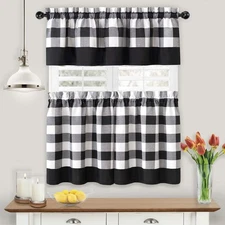 GoodGram Modern Country Farmhouse 3 Piece Buffalo Plaid Checkered Cafe Kitchen C