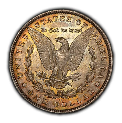 1885-O $1 Morgan Silver Dollar - Neon Rainbow Toning - BU - VIDEO - SKU-D4561