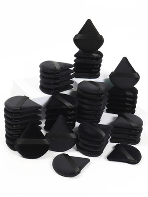 50pcs Black Triangle Powder Puff Soft Velvet Makeup Sponge Foundation Puff - NEW