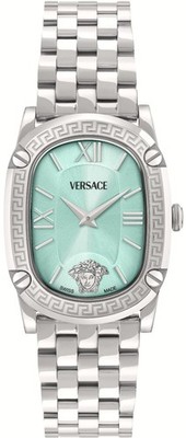 Versace VE1B01025 Greca Couture silber türkis Edelstahl Armband Uhr Damen NEU