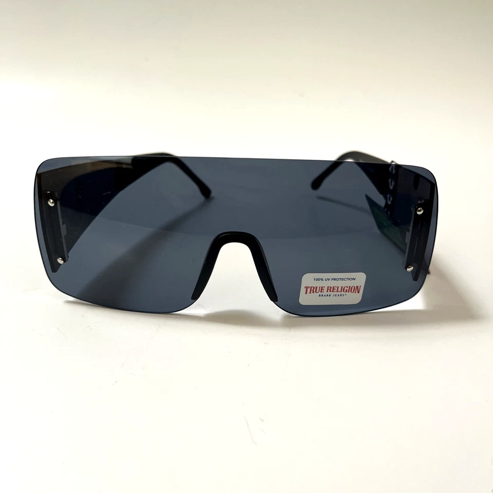 Новый оригинальный истинной религии щит солнцезащитные очки черный ацетат без оправы широкие ноги - Изображение 2 из 4