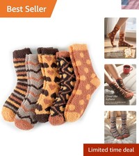 Elegant 5-Pair Plush Slipper Socks   Warm, Soft  Perfect for Winter Gifting
