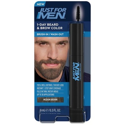 Medium Brown 1-Day Beard & Brow Color - Fills Thin Areas for Men   Up to 30 Uses