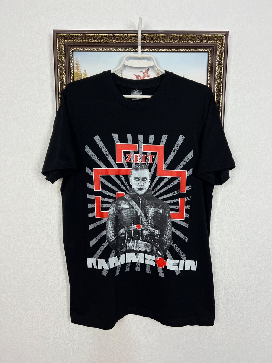Rammstein Zeit Band Shirt Over Print Tee Mens Rare Black Trikot