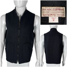 Filson Mens Medium Vest Wool Full Zip Made In USA Style 10033 Outdoor Blue VTG