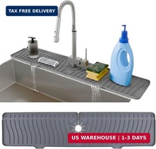 24 Inch Longer Faucet Mat for Kitchen Sink, Silicone Sink Faucet Mat Splash Guar