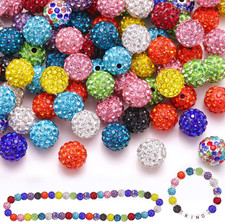 120 pcs 10mm Rhinestone Beads for Jewelry Making, 12 Mixed Colors Shiny Round Sh
