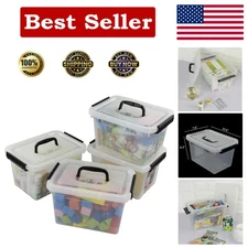 Versatile 6 Quart Clear Latch Storage Box - Perfect for Crafts & Makeup - 4 Pack