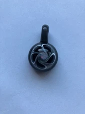 Art Glass Pendant Gray w/Purple Petals Surrounding Window w/Opal Inside 3/4" wid