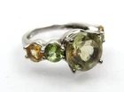 Vintage Sterling Silver Ring Cocktail Statement Green Yellow Stone Size 7