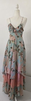 VTG H&M 2011 Gisele Bündchen Maxi Dress NWT 6 Boho Peacock Floral Silk Feel Rare