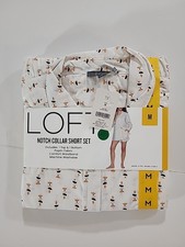 LOFT Notch Ladies Collar Short Sleep Set Size Med 1 Top 1 Bottom