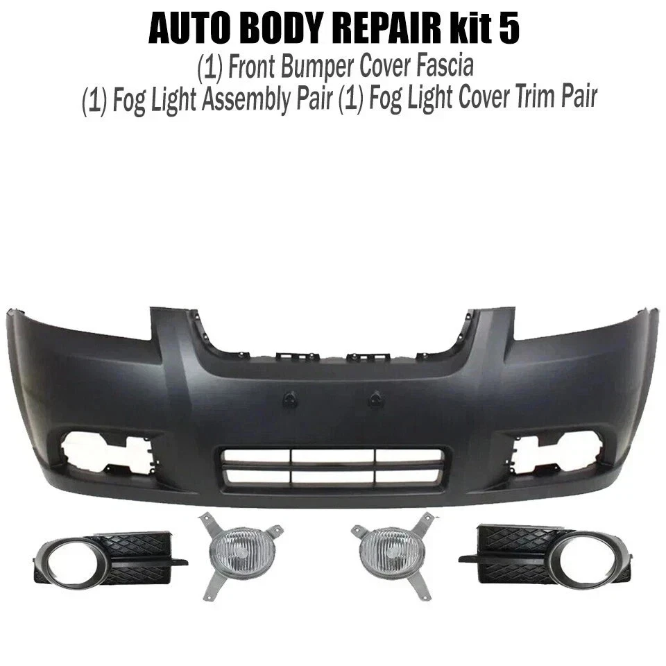 Conjunto de cubierta de parachoques delantero fascia y luz antiniebla para Chevy Aveo 2007-2011 sedán Foto 2 de 4