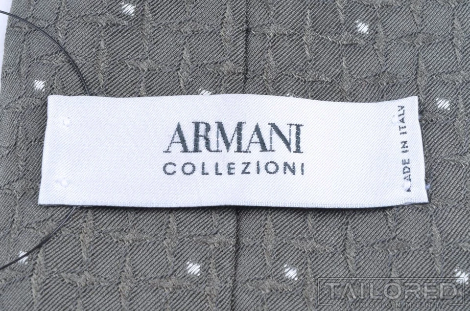 Роскошный мужской галстук ARMANI COLLEZIONI однотонный зеленый ШЕЛКОВАЯ ШЕРСТЬ - 3,75 дюйма - Изображение 4 из 4