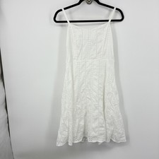 Old Navy Women Size Medium Dress Tank Cami White Eyelet Cotton Stretch Back