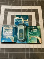 Vtg Gillette Sensor Excel For Women Razor and 2 10-Pack Blades Refill Cartridges