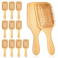 12-Pack Natural Hair Brushes for Scalp Massage & Detangling, Anti-Static Wood...