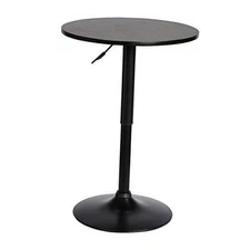  Bentley Height Adjustable Swivel Pub Table with Black Wood Top and Metal Base
