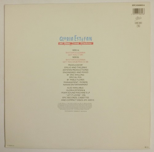 Gloria Estefan Rhythm Is Gonna Get You Maxisingle 12" Holanda 1987 - Picture 2 of 2